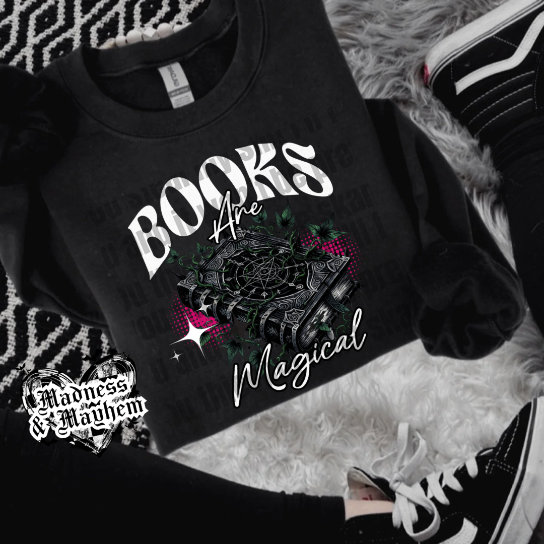 Books are magical crew neck sweatshirt (finished product)