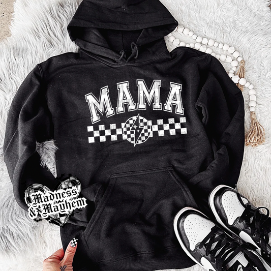 Varsity mama checkered hoodie (finished product)