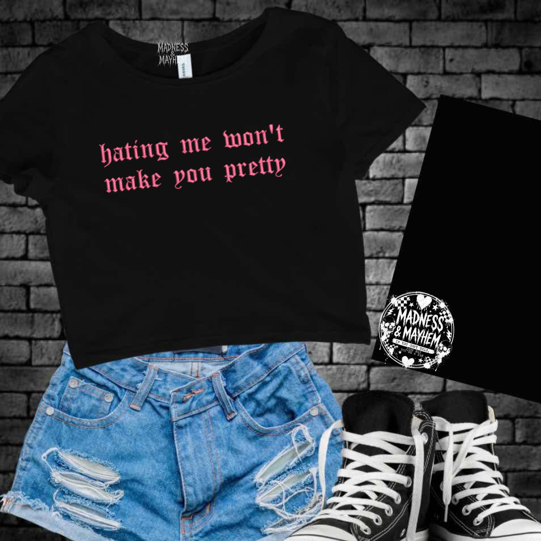 Hating me embroidered cropped tee