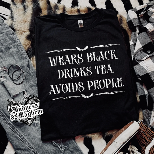 Wears black Tea Shirt (finished product)