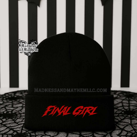 Final girl Halloween embroidered beanie