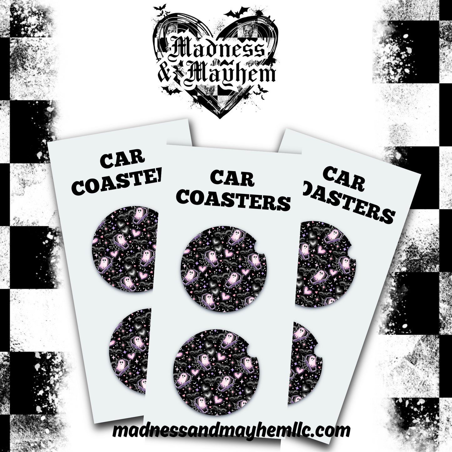 Love coffin ghosties Car Coaster (Finished Product)