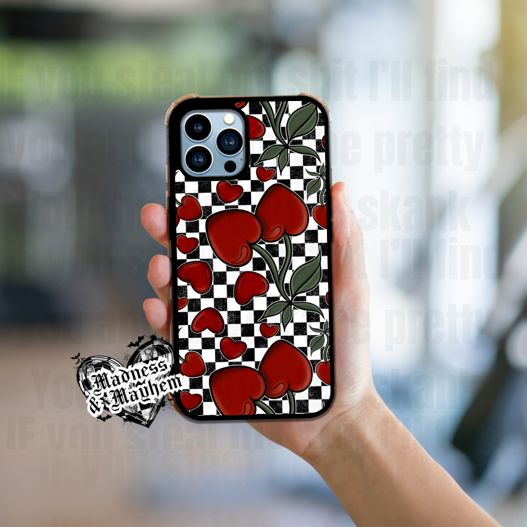 Checkered cherry iPhone Case