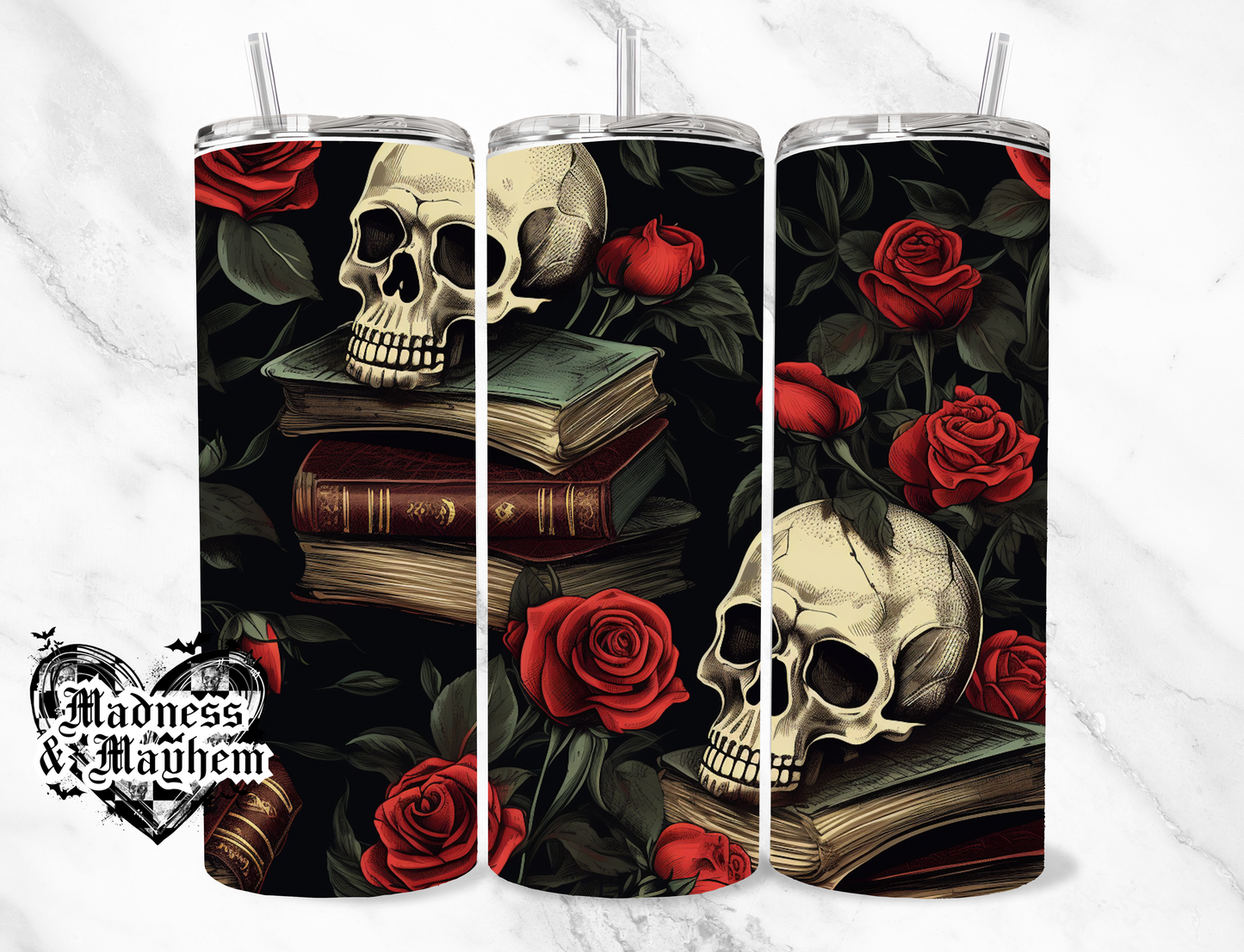 Skull books 20oz Tumbler (finished product)