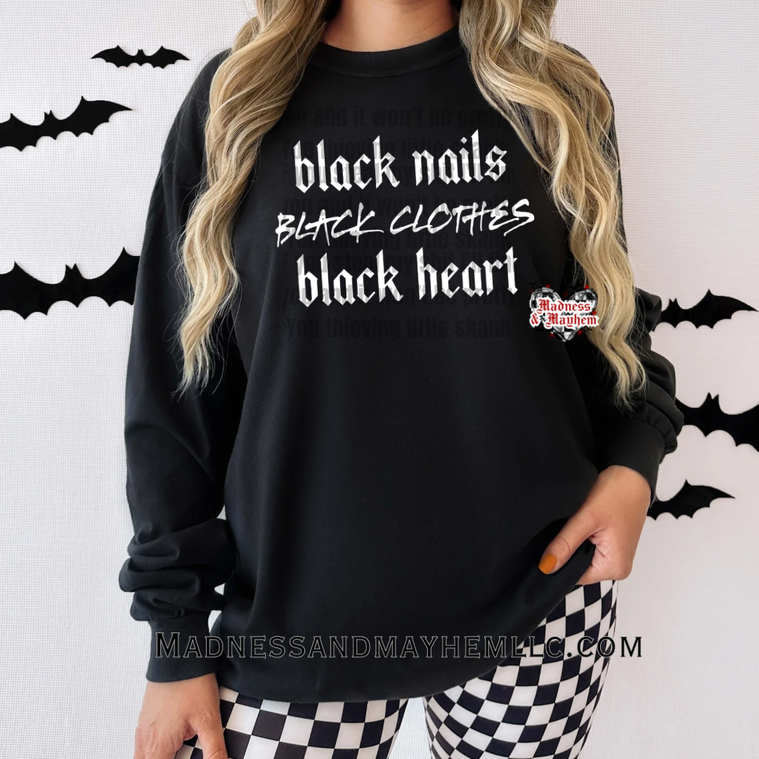 Black nails long sleeve tee