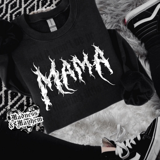 White mama metal crew neck sweatshirt (finished product)