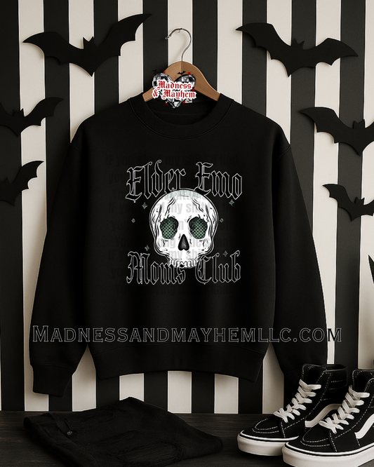 Elder emo moms club crew neck sweatshirt