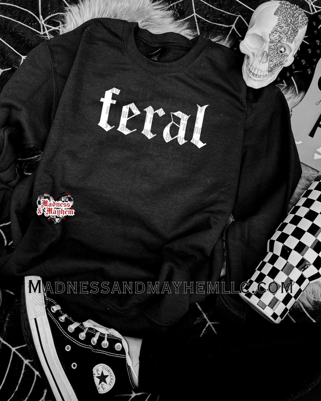 White feral crew neck sweatshirt