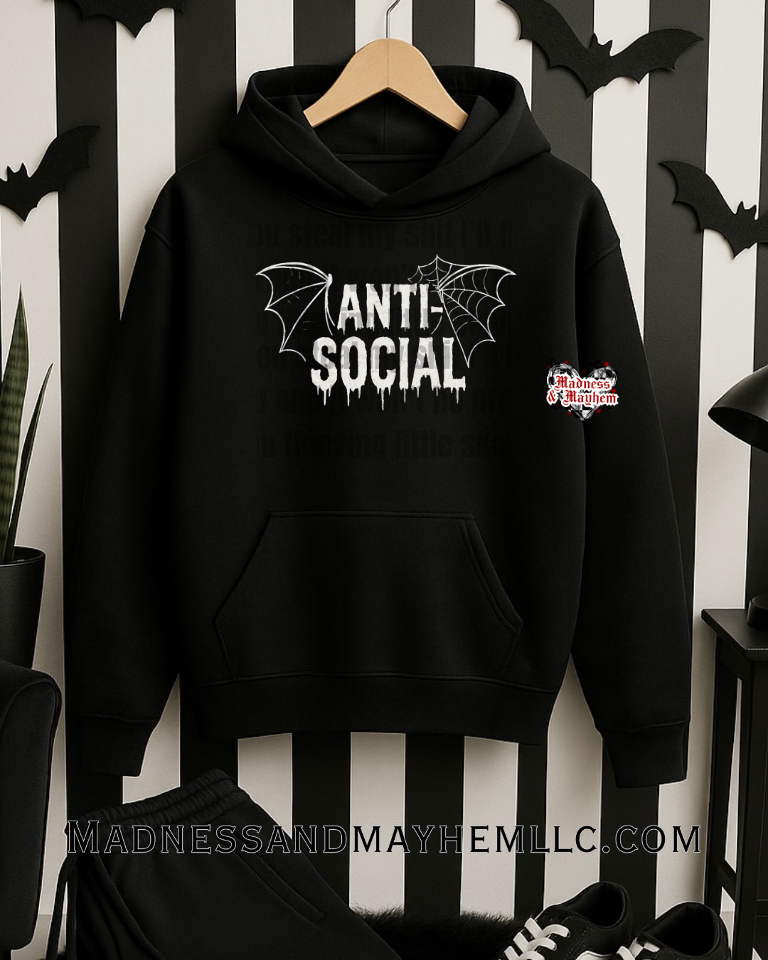 White anti social hoodie