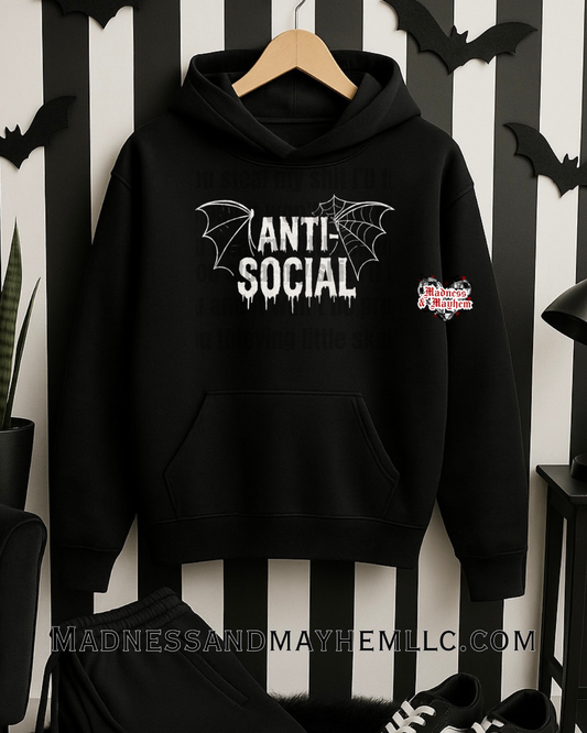 White anti social hoodie