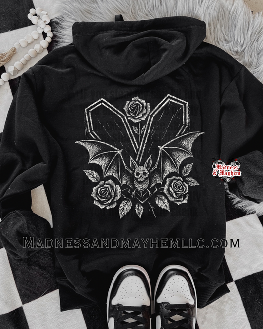 Bat coffin zip up hoodie
