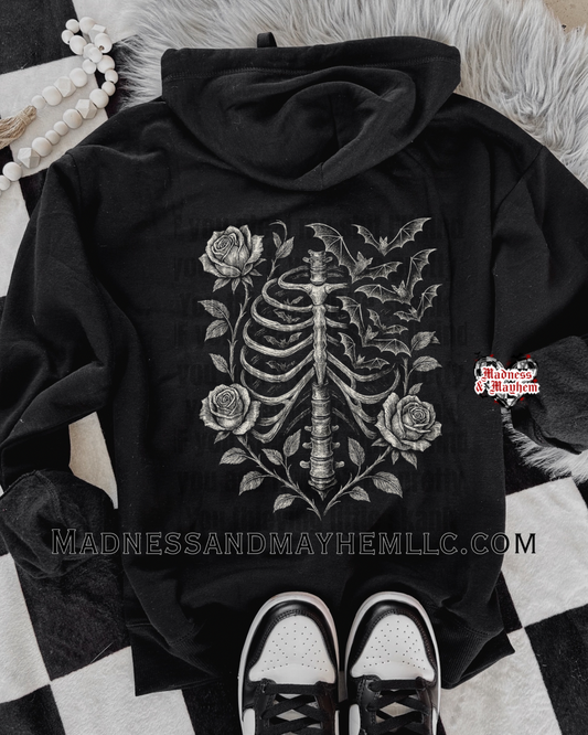 Rose ribs zip up hoodie