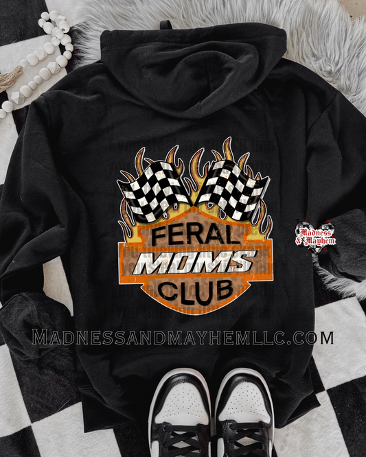 Feral moms club zip up hoodie