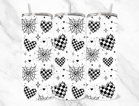 White checkered hearts 20z Tumbler Wrap (sublimation transfer)