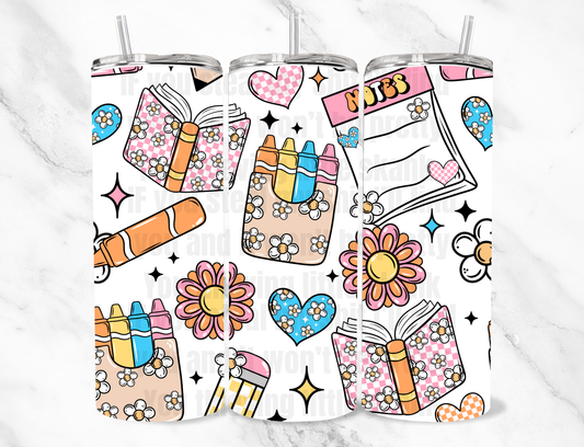 Teacher doodle seamless  20z Tumbler Wrap (sublimation transfer)