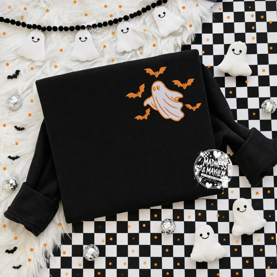 Ghost & bats pocket embroidered sweatshirt