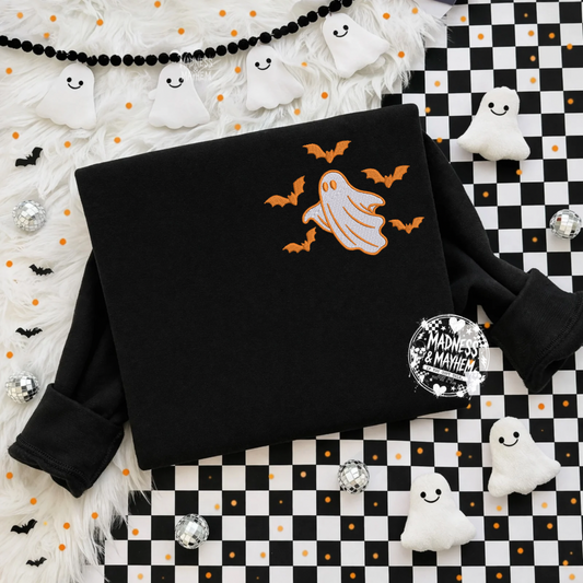 Ghost & bats pocket embroidered sweatshirt