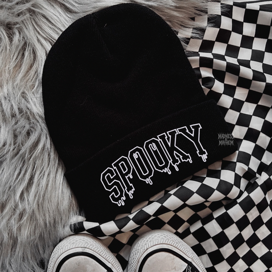 Spooky drip embroidered beanie