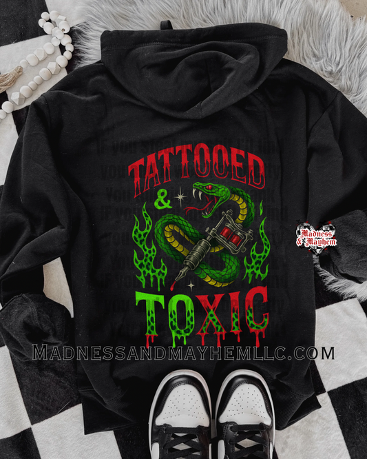 Tattooed & toxic zip up hoodie