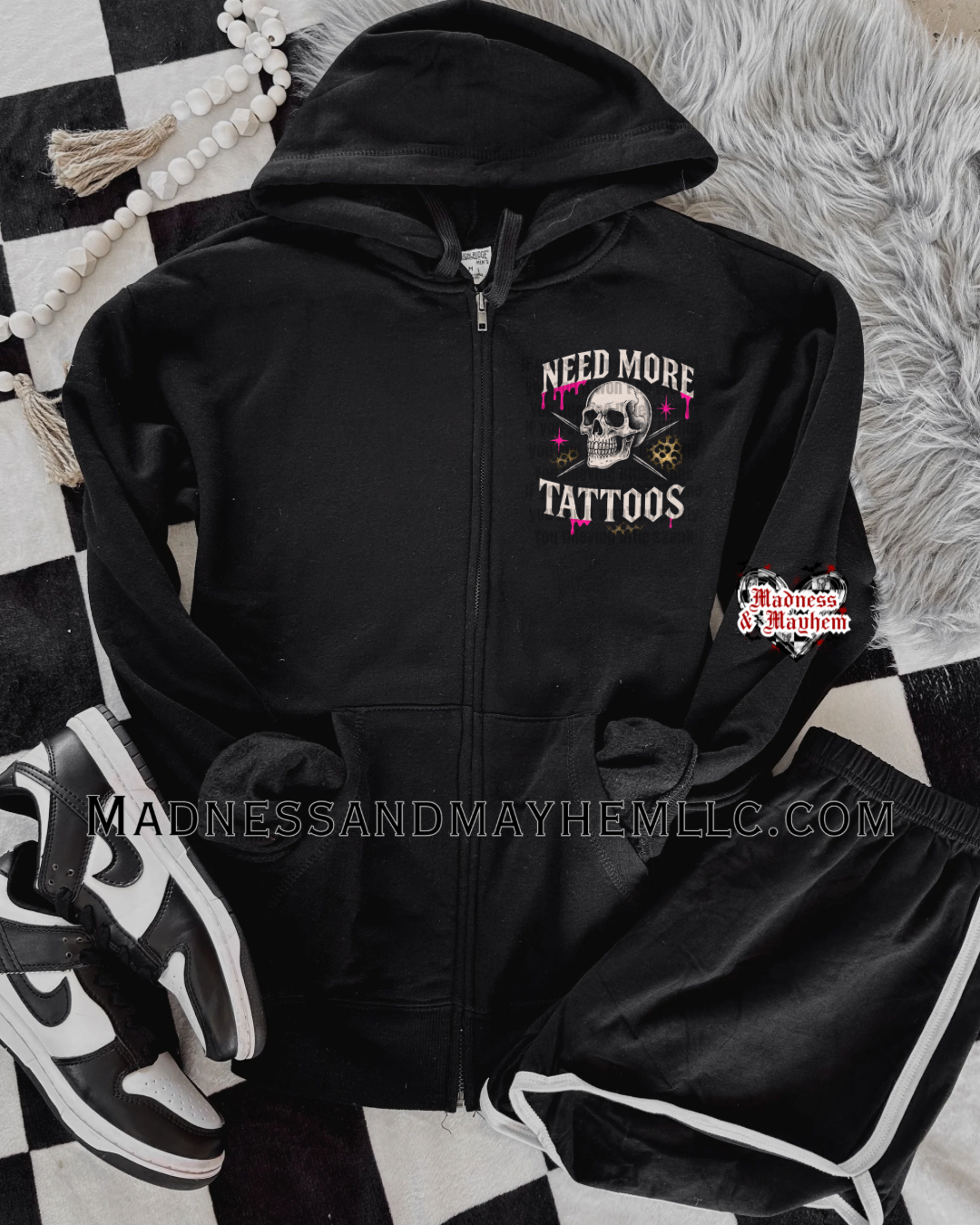 Need more tattoos zip up hoodie