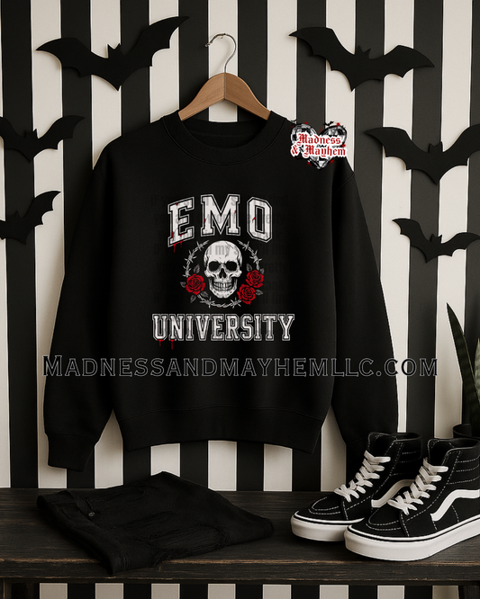 Emo university crew neck sweatshirt