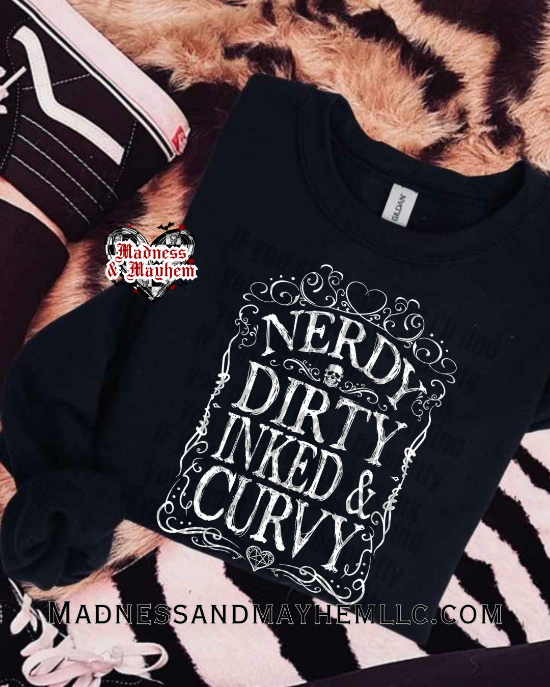 Nerdy dirty inked & curvy crew neck sweatshirt