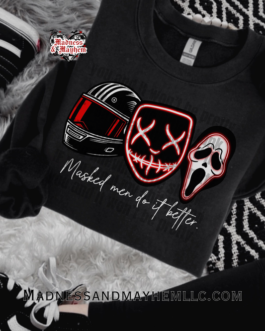 Masked men crew neck sweatshirt