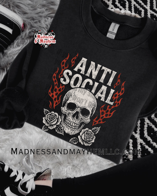 Anti social skull crew neck sweatshirt