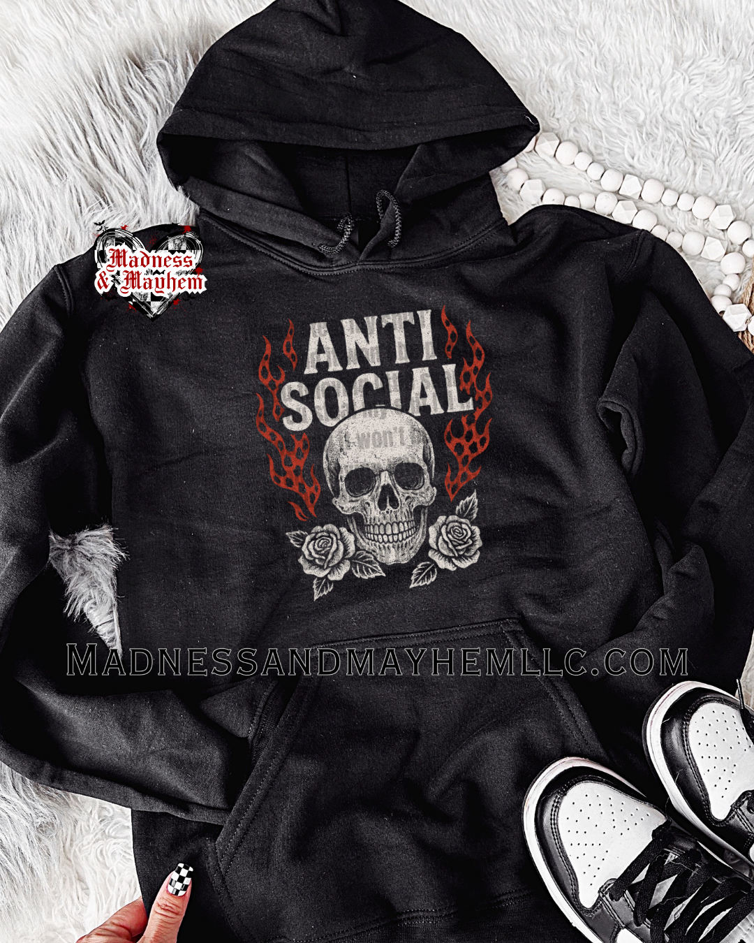 Anti social skull hoodie