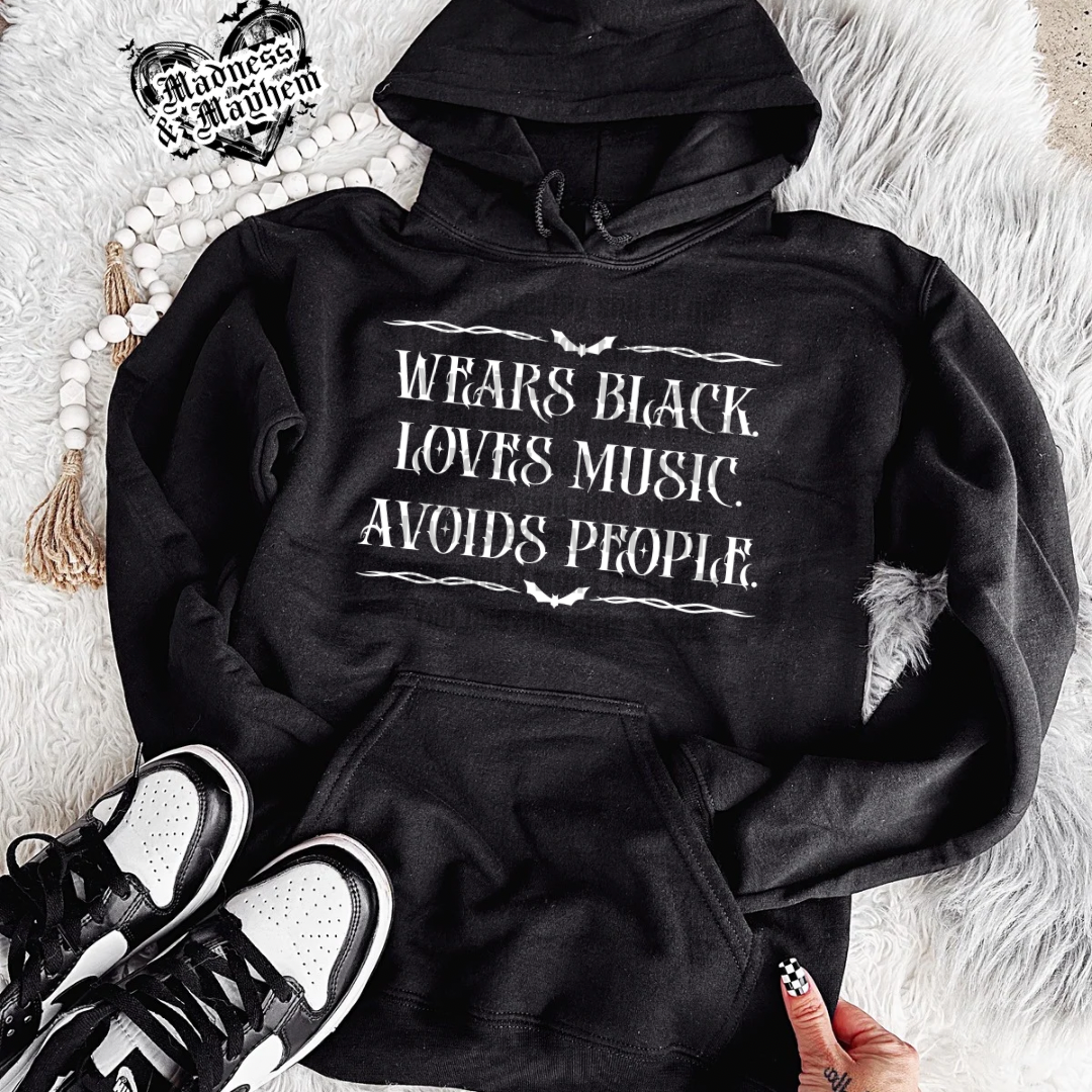 Wears black loves music exclusive hoodie (finished product)