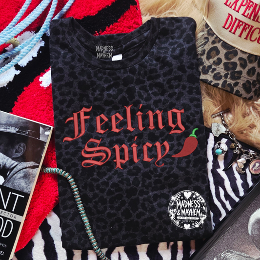 Feeling spicy embroidered leopard print T-shirt
