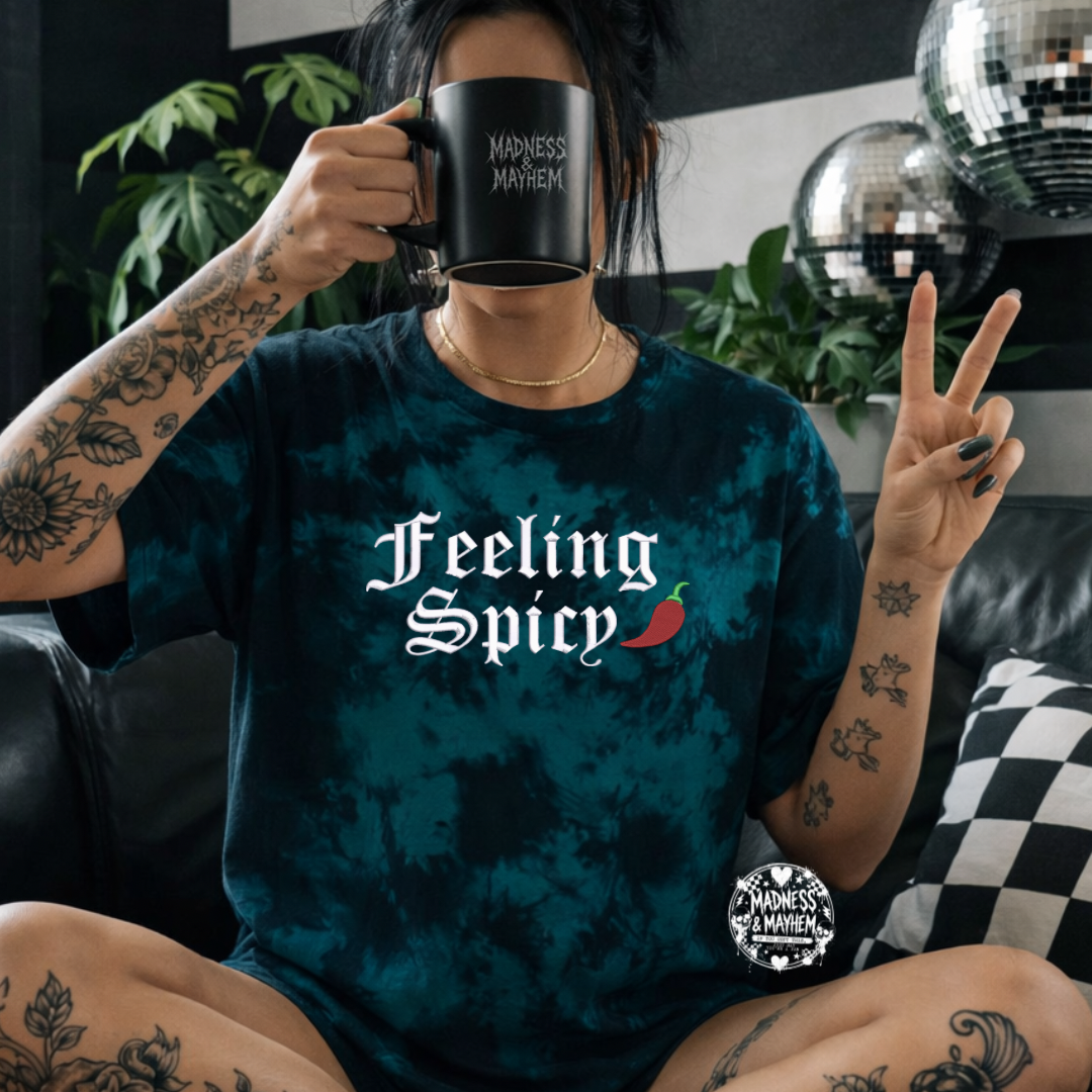 Teal feeling spicy embroidered tie dye T-shirt