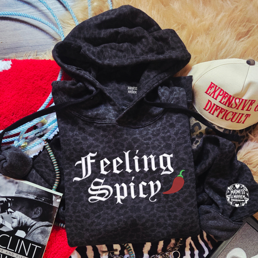 Feeling spicy embroidered leopard Hoodie