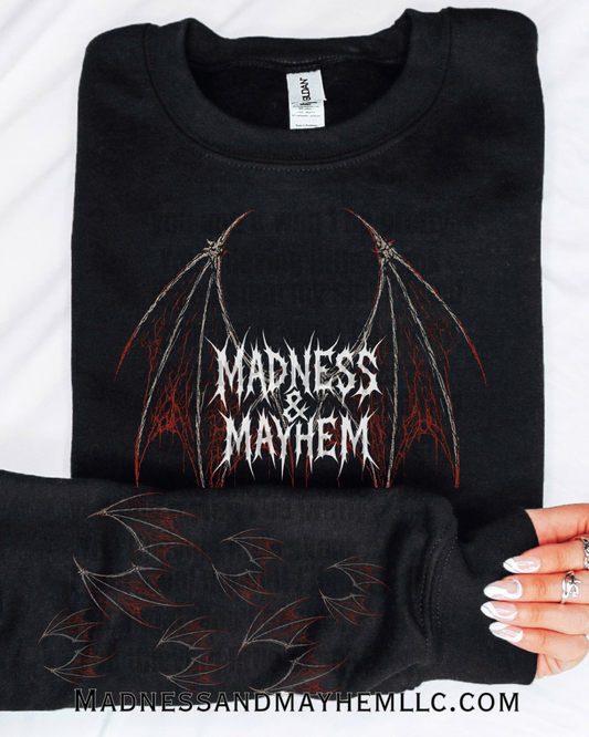 Madness & Mayhem with bat sleeves crew neck sweatshirt