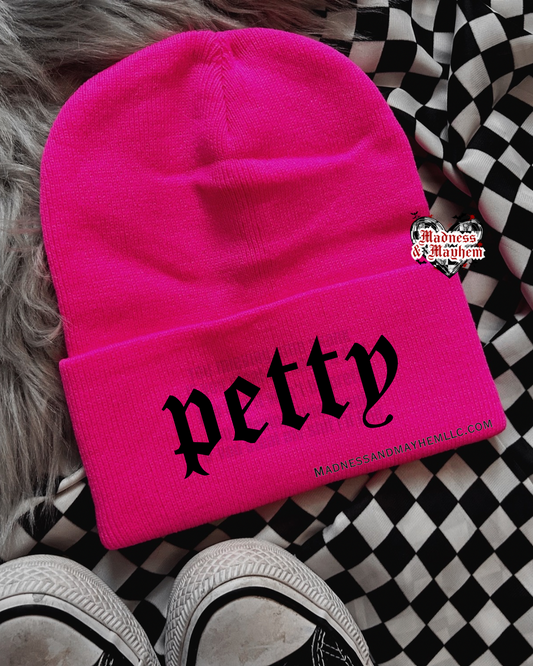 Pink petty embroidered beanie