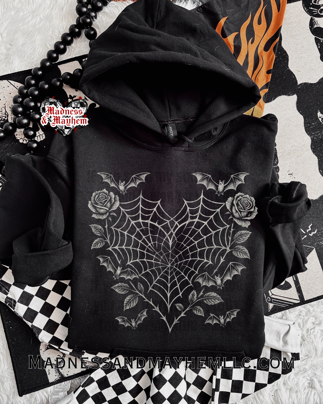 Bat heart web hoodie
