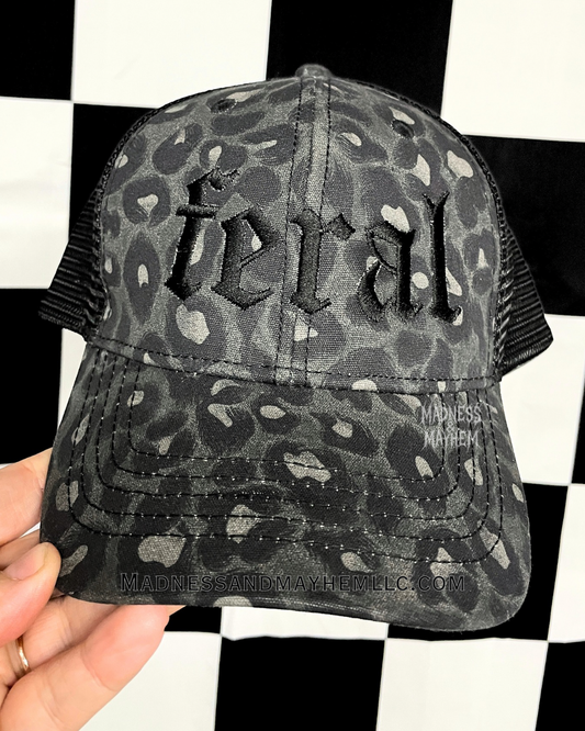 Leopard feral embroidered Trucker Hat