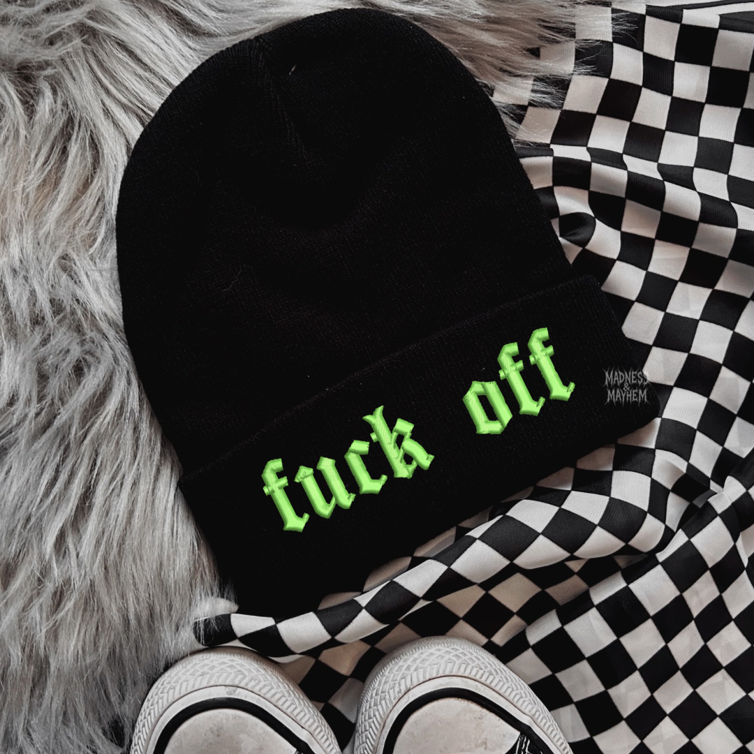Fuck off embroidered beanie