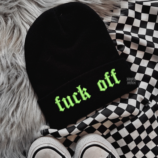 Fuck off embroidered beanie