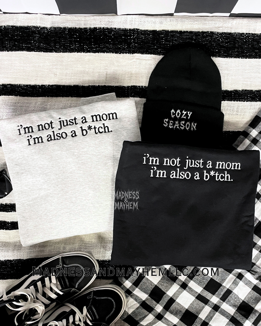 Not just a mom embroidered sweatshirt or hoodie