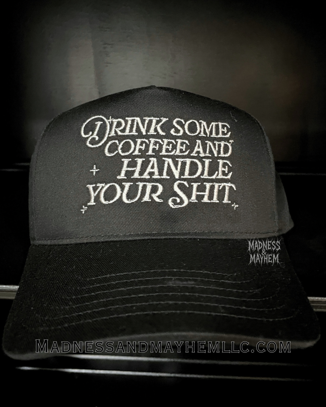 Black Drink some coffee embroidered Hat