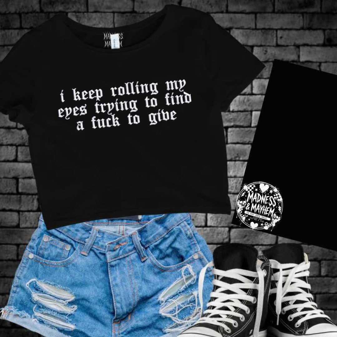 Rolling my eyes embroidered cropped tee