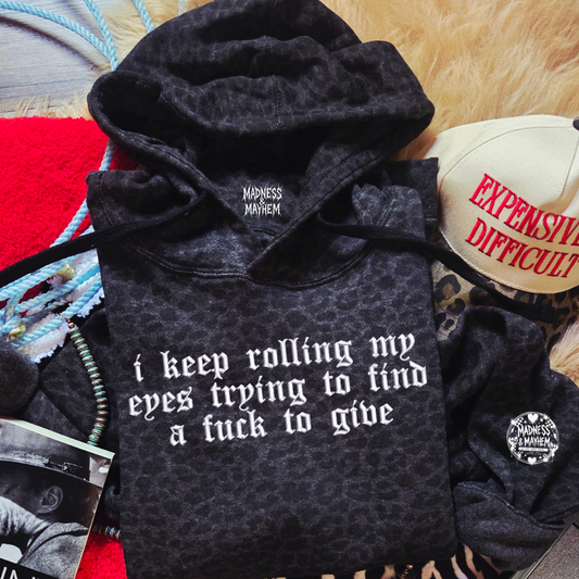 Rolling my eyes embroidered leopard Hoodie