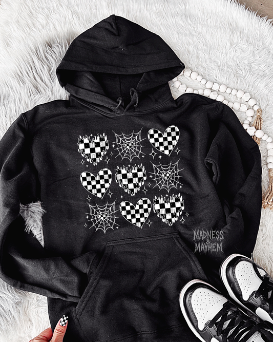 Checkered heart grid hoodie