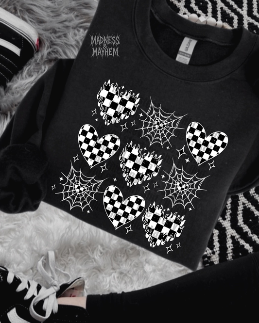 Checkered heart grid sweatshirt