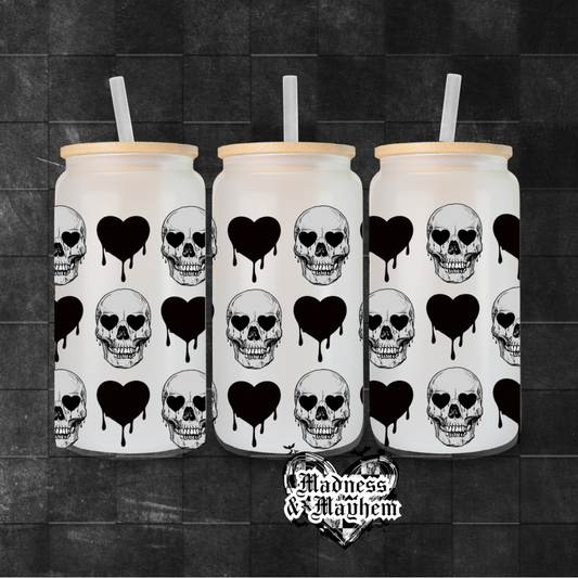 Skull & Hearts Libby Glass