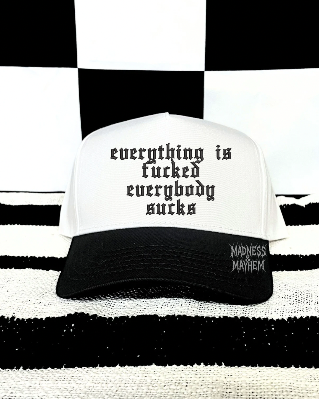 Black everything is fucked embroidered Hat