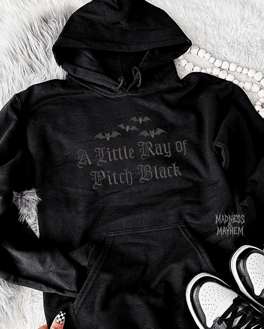Ray of pitch black Embroidered Hoodie