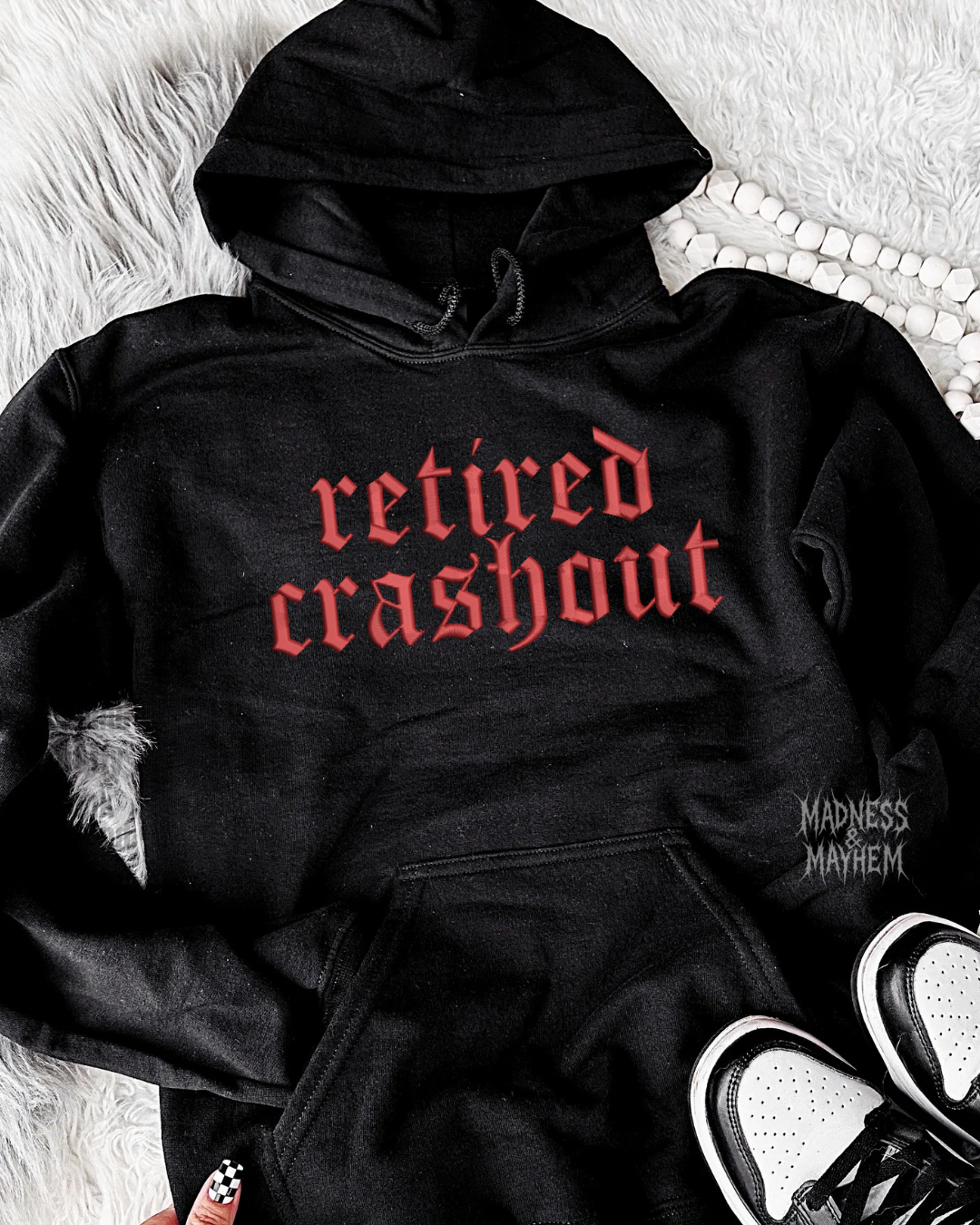 Retired crashout Embroidered Hoodie