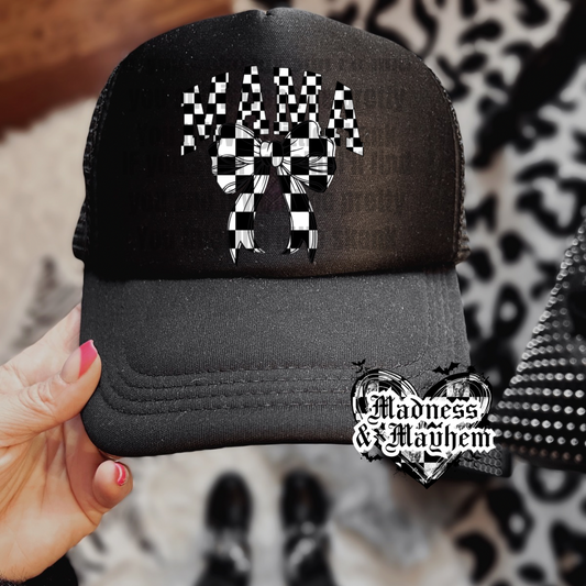 Checkered bow Trucker Hat